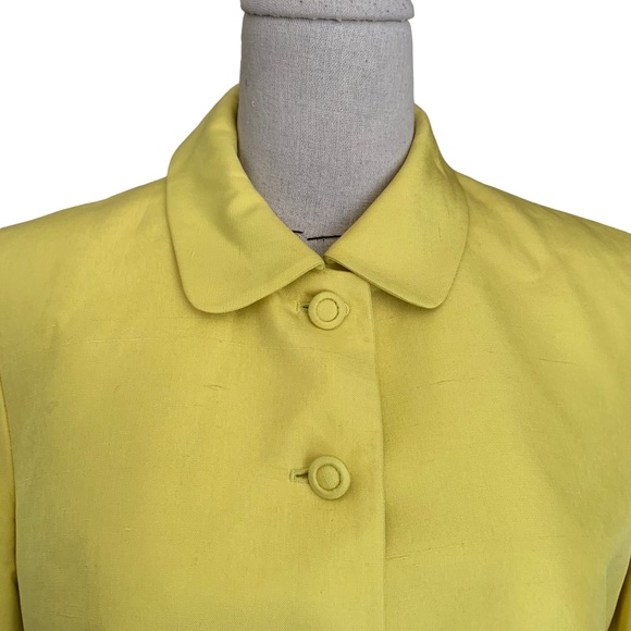 Vintage 90s Istante Versace Bright Yellow Silk Jacket Medusa Button sz 42 - Picture 3 of 16